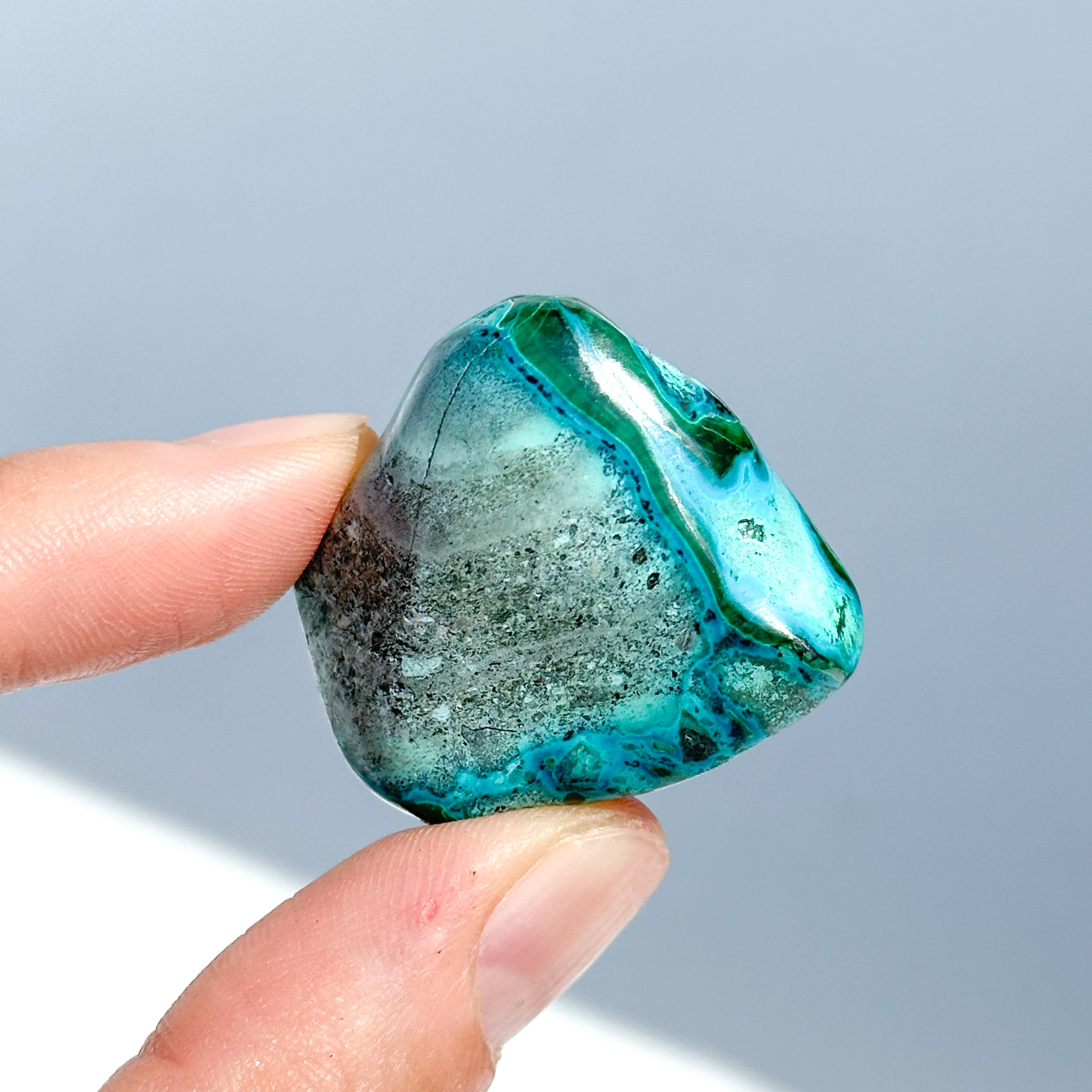 マラカイト with クリソコラ（マラコラ） タンブル43◇ Malachite with