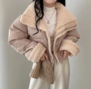 両面着用可 裏起毛 折り襟ファー ジャケット