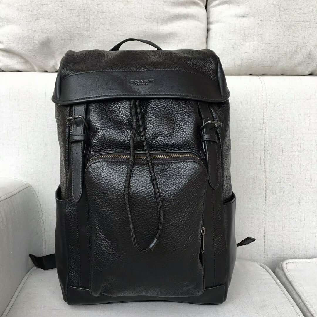 【美品】COACH コーチ レザー リュック フラップ ブラック