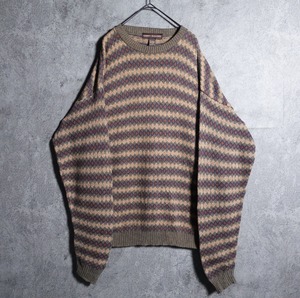 Khaki border pattern design knit