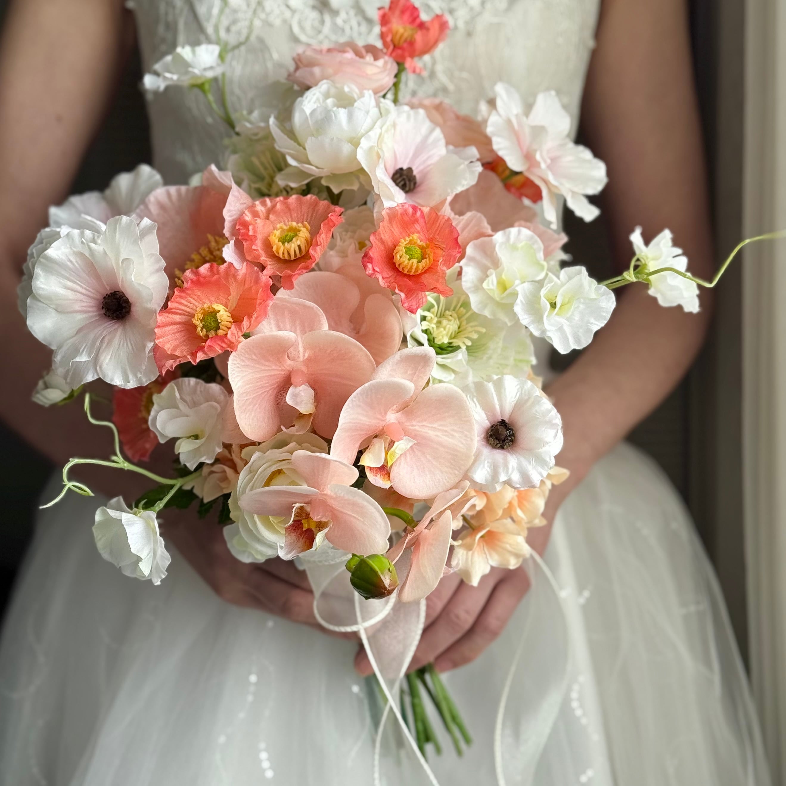 未使用】ウェディングブーケ セット 結婚式 前撮り オレンジブーケ 