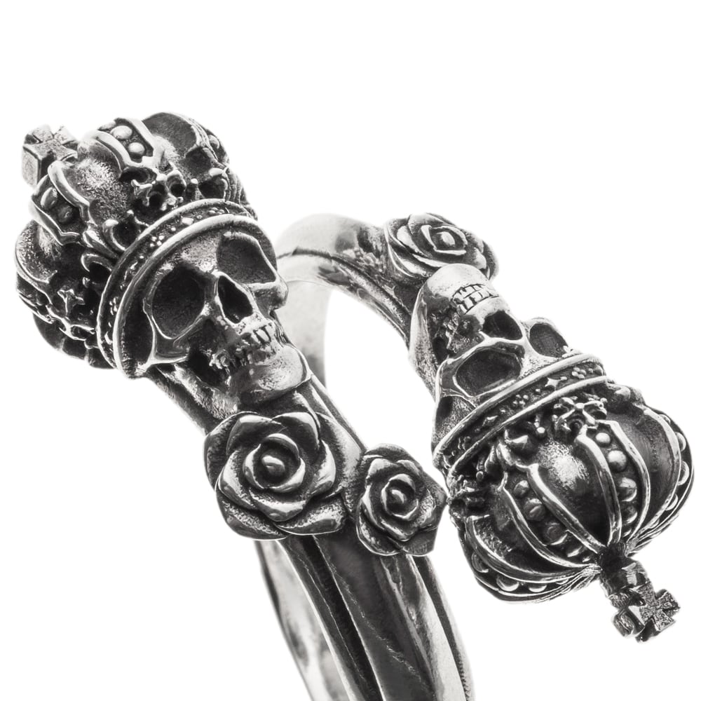 ツインスカルクラウンリング 指輪 AKR0079 Twin Skull Crown Ring ツインスカルクラウンリング 指輪 AKR0079 Twin Skull Crown Ring