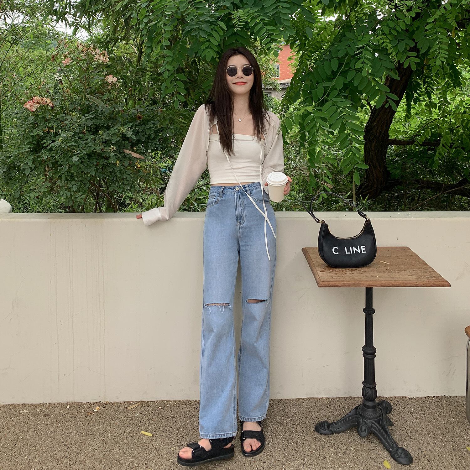 サマースタイルジーンズ ハイウェストパンツ レディース 夏物 HUCHUJING93800529438