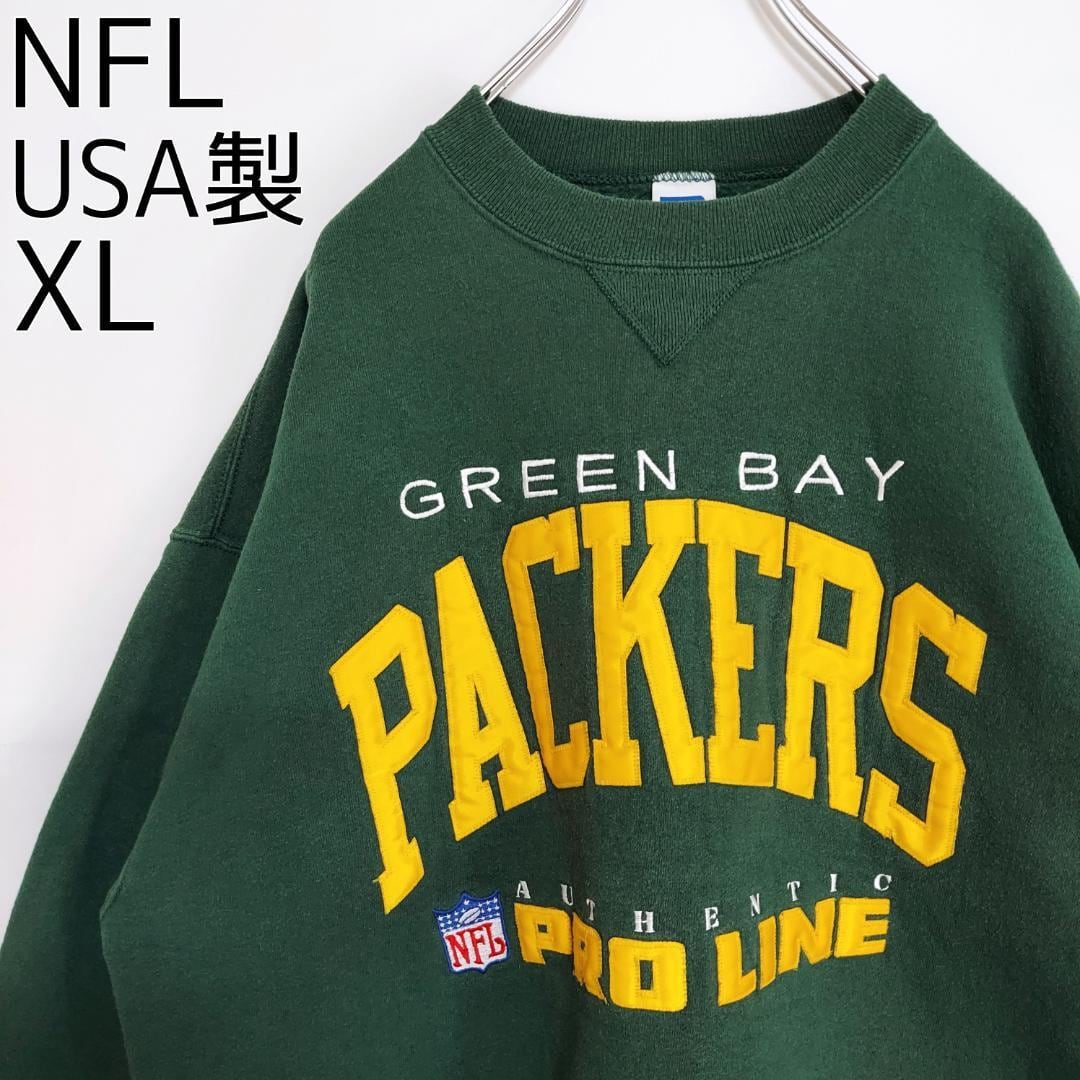 パッカーズ ラッセルアスレティック ロゴ刺繍スウェット XL グリーン 緑 黄色