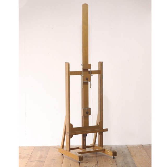 ヴィンテージ 大型 イーゼル 看板立て キャスター 昇降 画架 ディスプレイ 木製 店舗什器/RBT10102