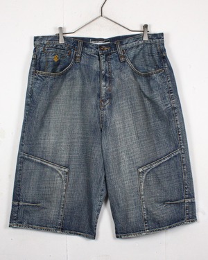 【Caka act2】"ROCAWEAR" Good Fade Design Loose Baggy Denim Shorts