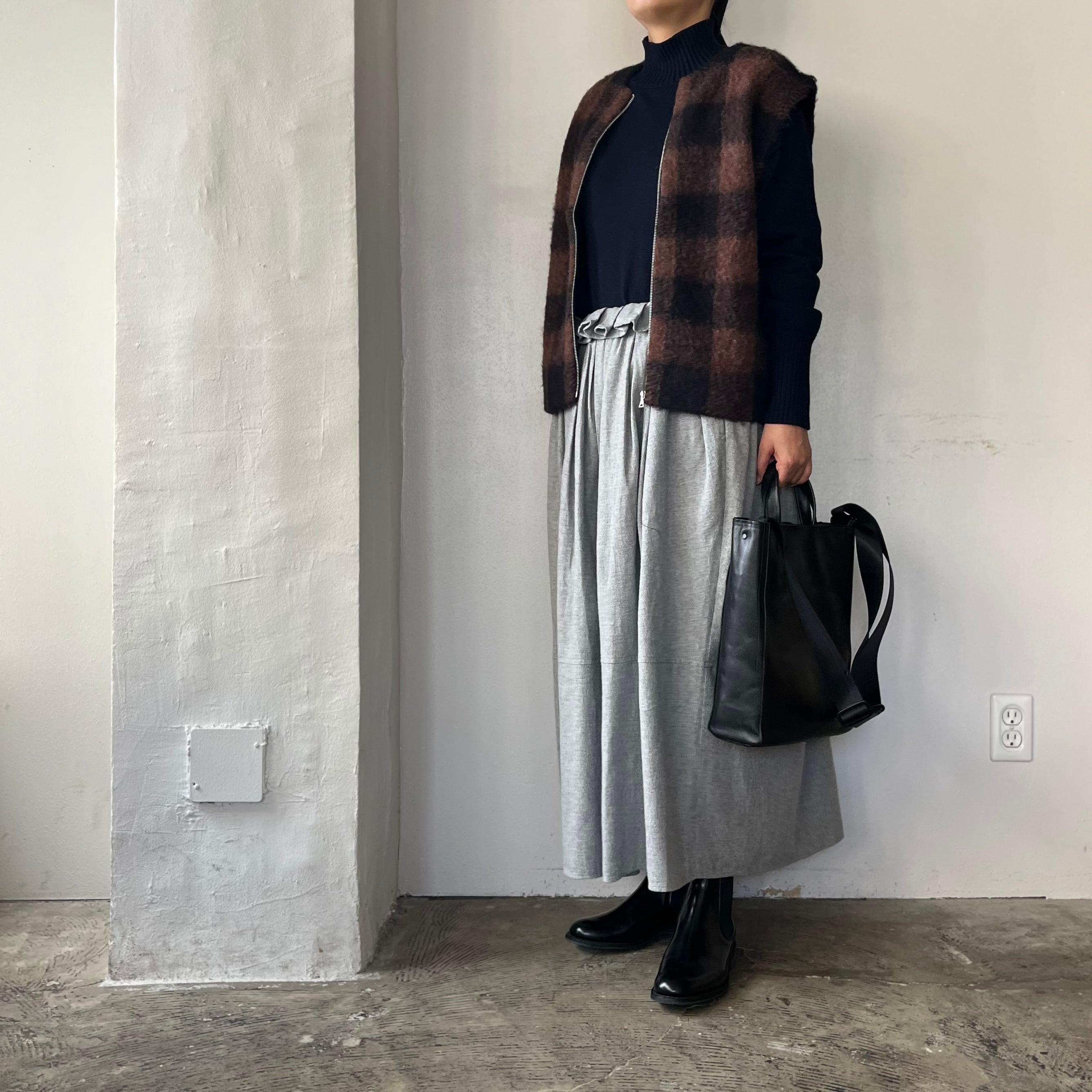 EMMACULATE アルパカ起毛ジャガードバッファローチェック柄ベスト