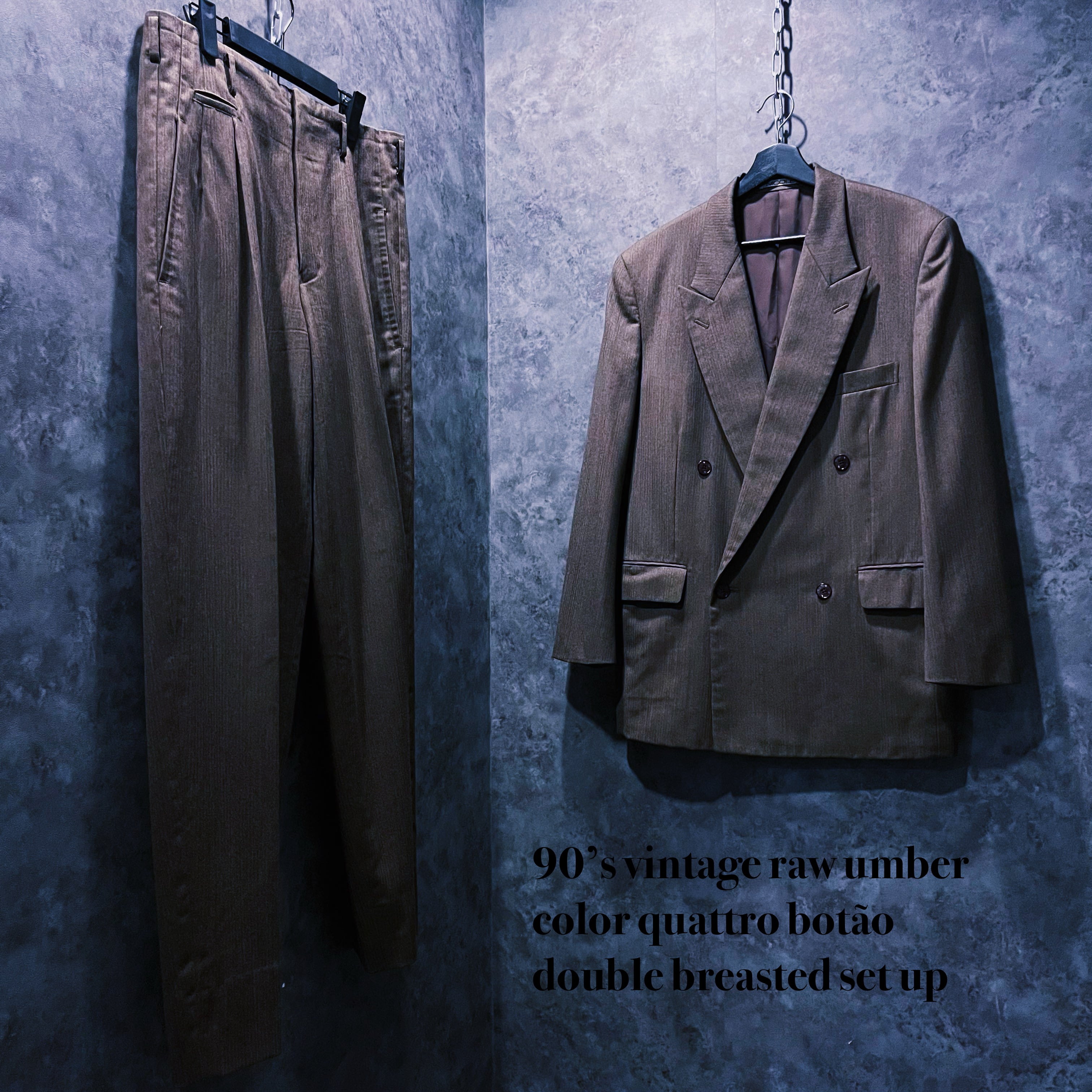 【doppio】90’s vintage raw umber color quattro botão double breasted set up