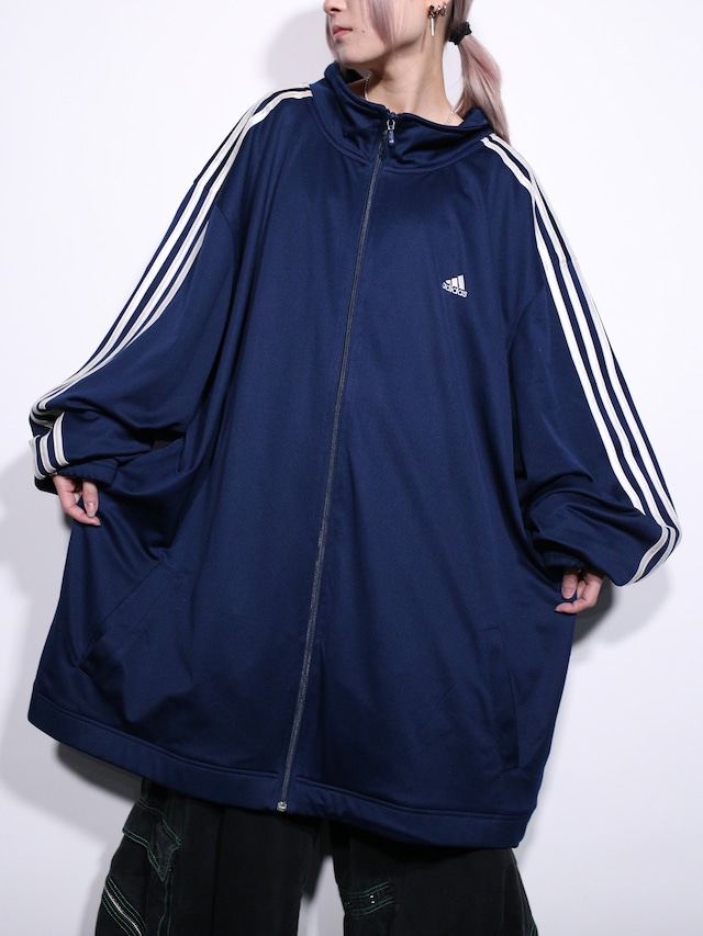 ”adidas” navy × white XXXL super oversize track jacket