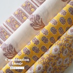 ブロックプリント生地【50cm単位】インド綿 花柄 白×グレージュ×薄茶 #16926-YL4