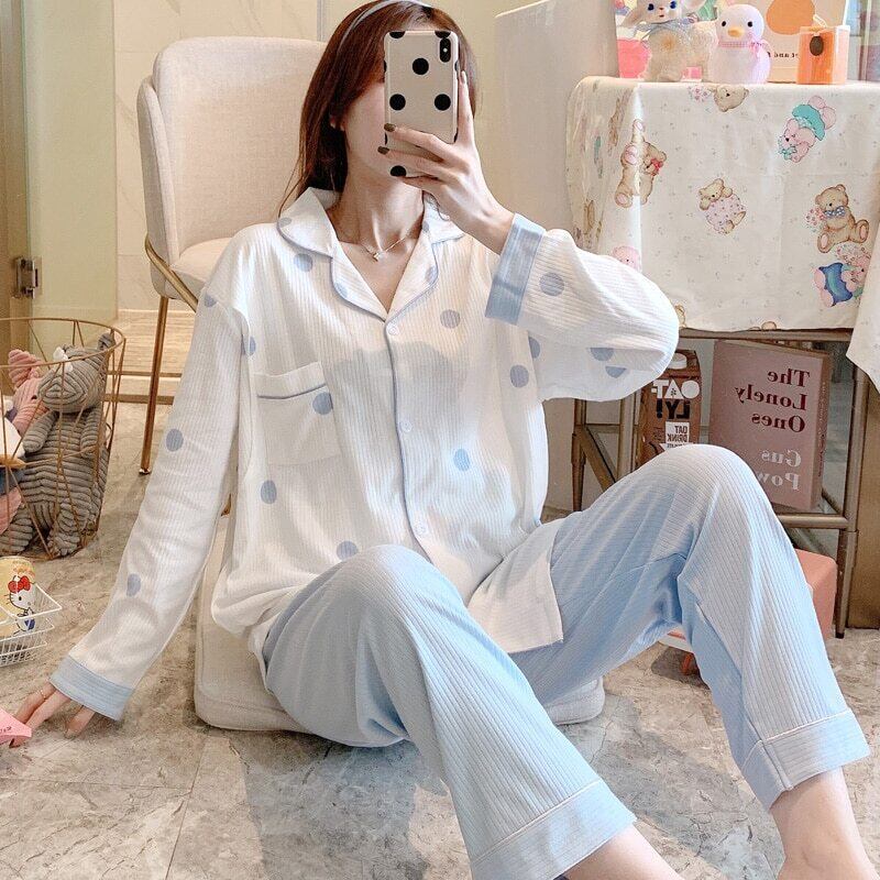 【新作】【送料無料】 2021年春のコーマドットコットンマタニティナーシングパジャマセット母乳育児パジャマ服妊婦ホームウェアスーツ スプリング 春物 AL expec470535203256