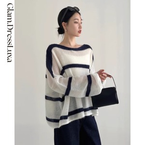 Border Stripe モヘアニット Pullover_T1572