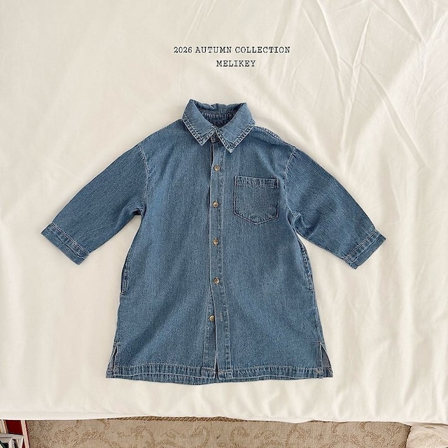 【取寄】melikey|denim shirt dress|デニムシャツワンピース|XS-JM|kids&jr|26 autumn