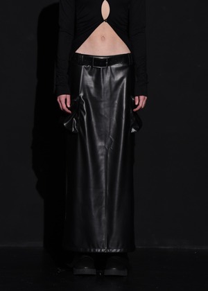 [BOHEMIAN SEOUL] TWO POCKET LEATHER MAXI SKIRT 正規品 韓国ブランド 韓国通販 韓国代行 韓国ファッション bohemseo ボヘミアンソウル