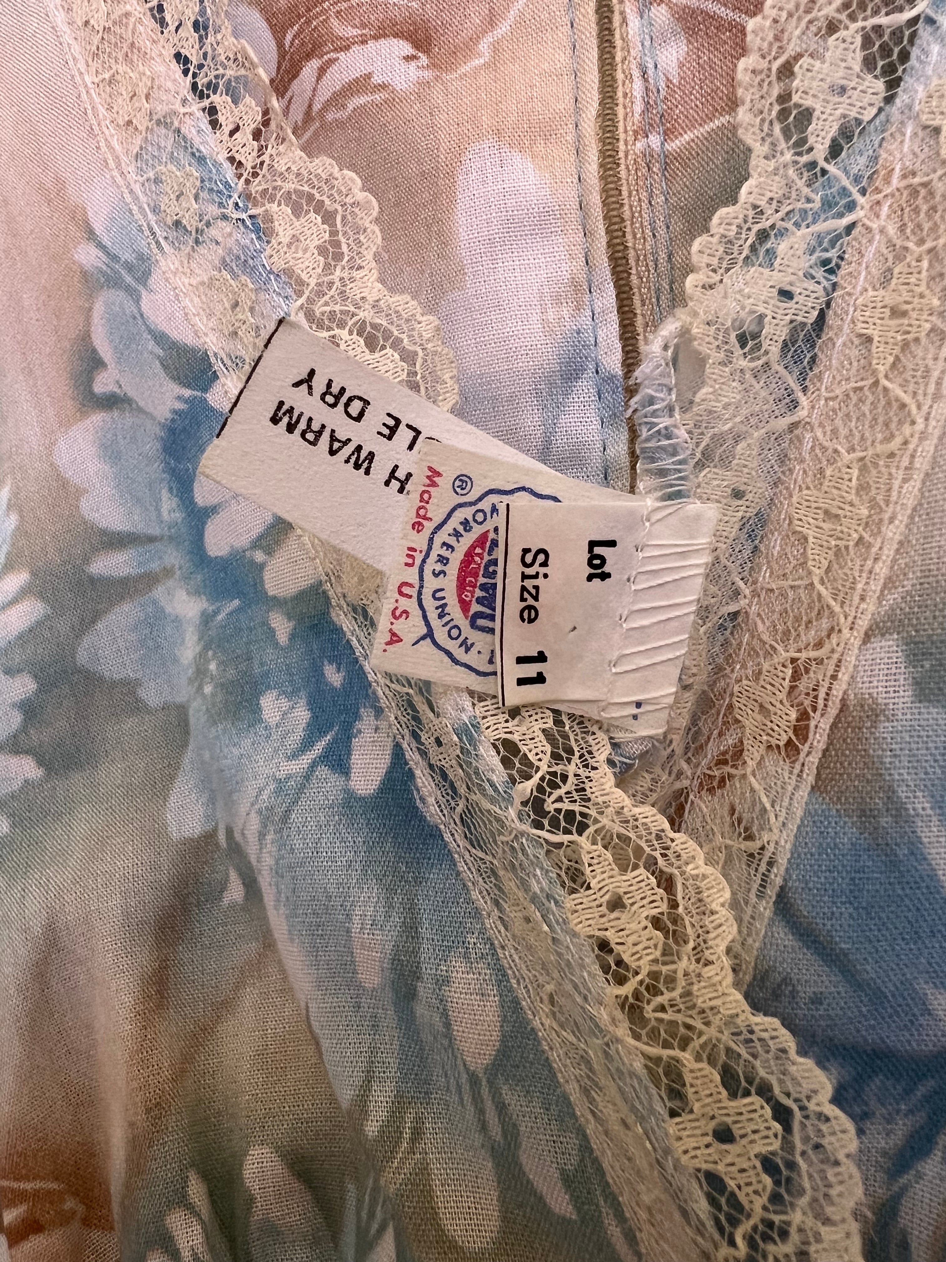 70s floral × lace dress ( ヴィンテージ 花柄 × レース ワンピース
