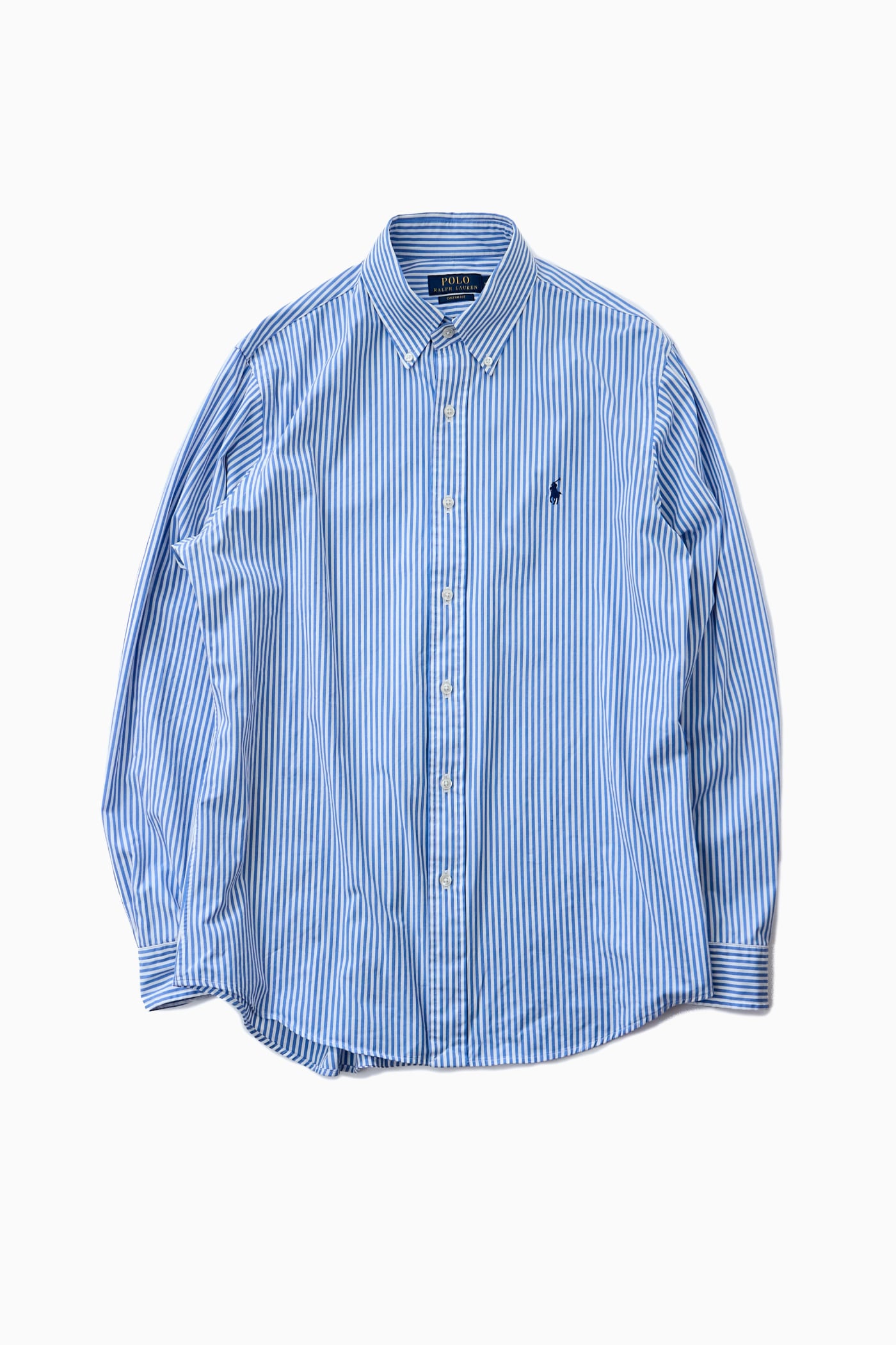 POLO RALPH LAUREN BLUE STRIPE BUTTON DOWN L/S SHIRT （ポニー刺繍
