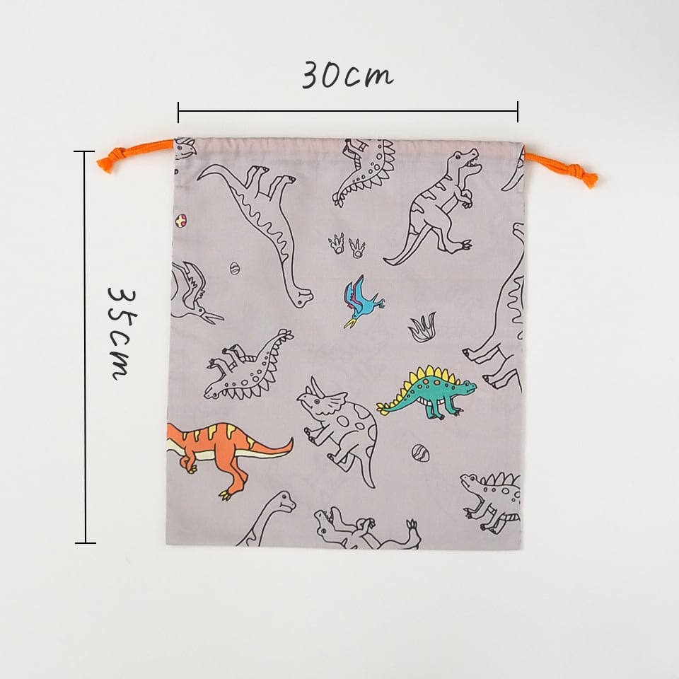 ぼくの好きな恐竜たち 巾着/はいいろ | Littlenavy｜ ハンドメイドの