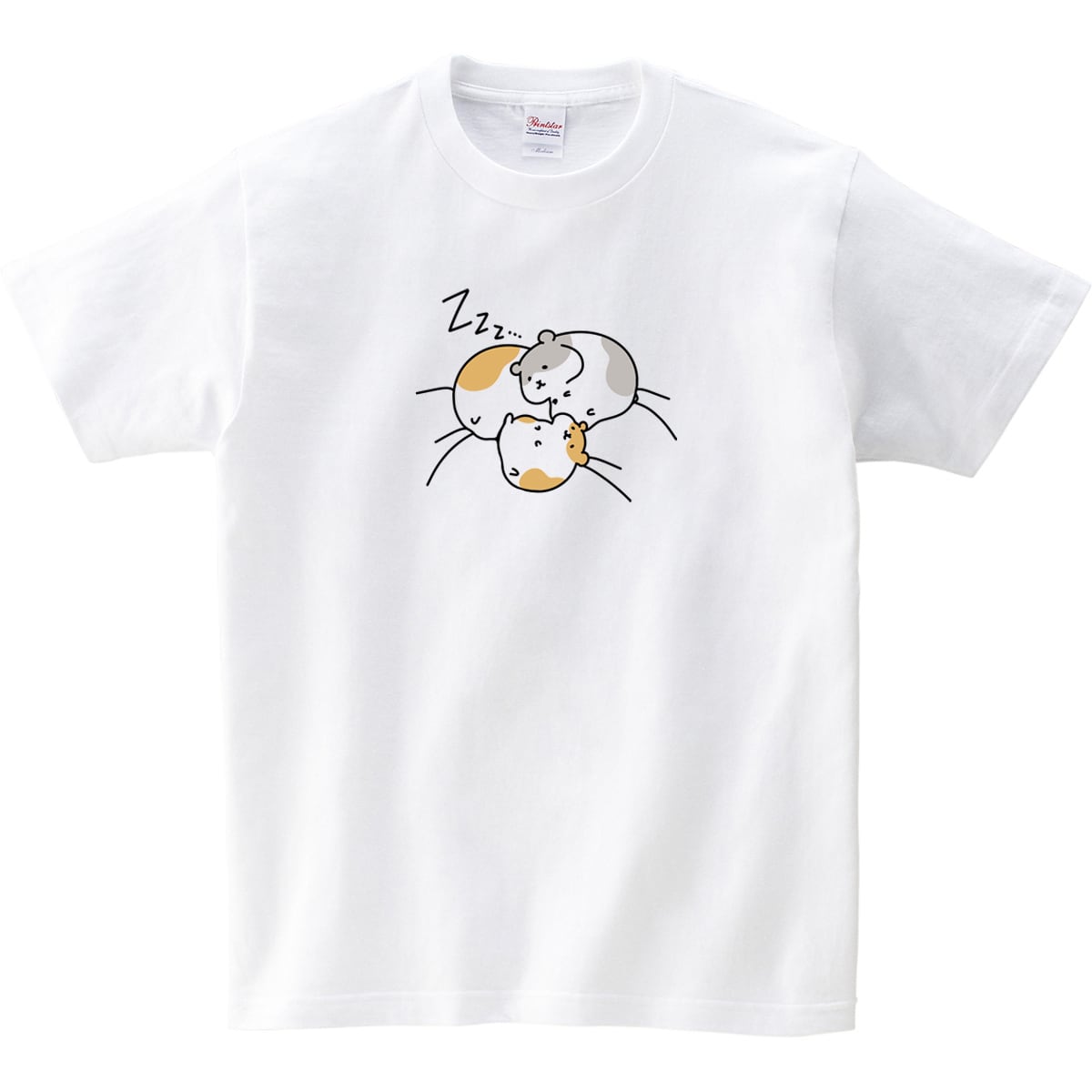 寄り添って眠る3匹のハムスター Tシャツ am95 かわいい ハム イラスト アニマルtシャツ