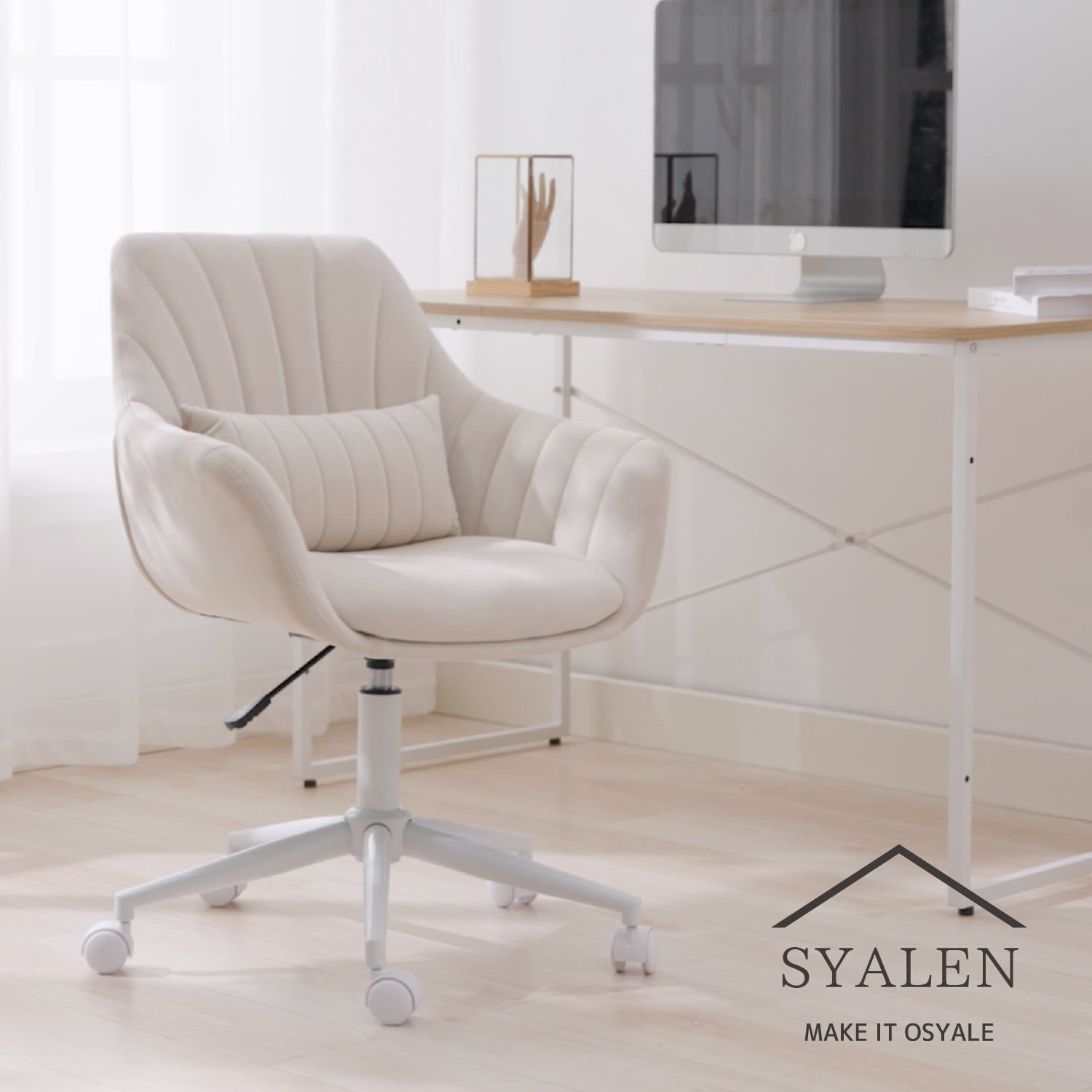 SYALEN 自社オリジナル オフィスチェア 昇降機能付き クッション付き