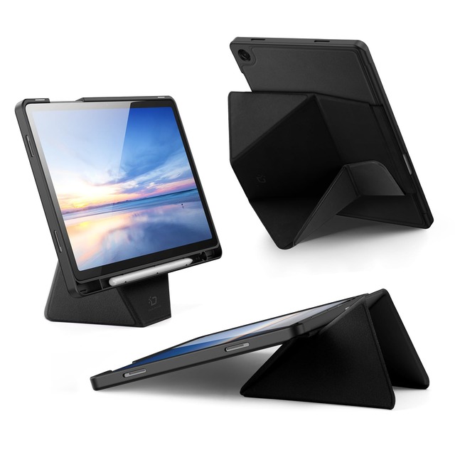 HUKWIMO Galaxy Tab A11+/A11 Plus 対応 タブレットケース PUレザー 11インチ 薄型 軽量 三角折りたたみスタンド マグネット式 オートスリープ 耐衝撃 おしゃれ 保護カバー Sペン充電干渉なし[ブラック]