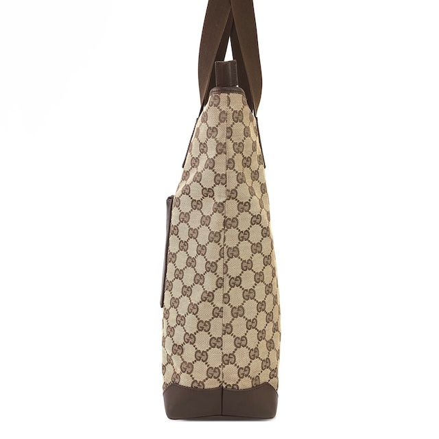 GUCCI グッチ　GGキャンバス　レザー×キャンバス　トートバッグ　ベージュ×ブラウン　vintage　ヴィンテージ　オールド　8va84t