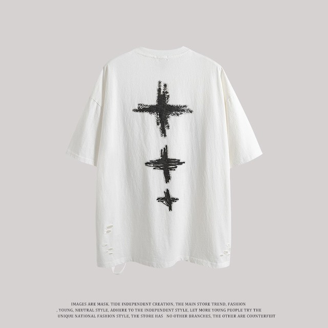 天使と悪魔 ゴスロリ ｔシャツ ユニセックス ハート バックプリント グラフィック クラッシュ加工 黒ゴス 病み可愛い ヒップホップ ストリート系 地雷系 韓国系 原宿系 10代 代 天使と悪魔 サブカル系ファッション Seasonz