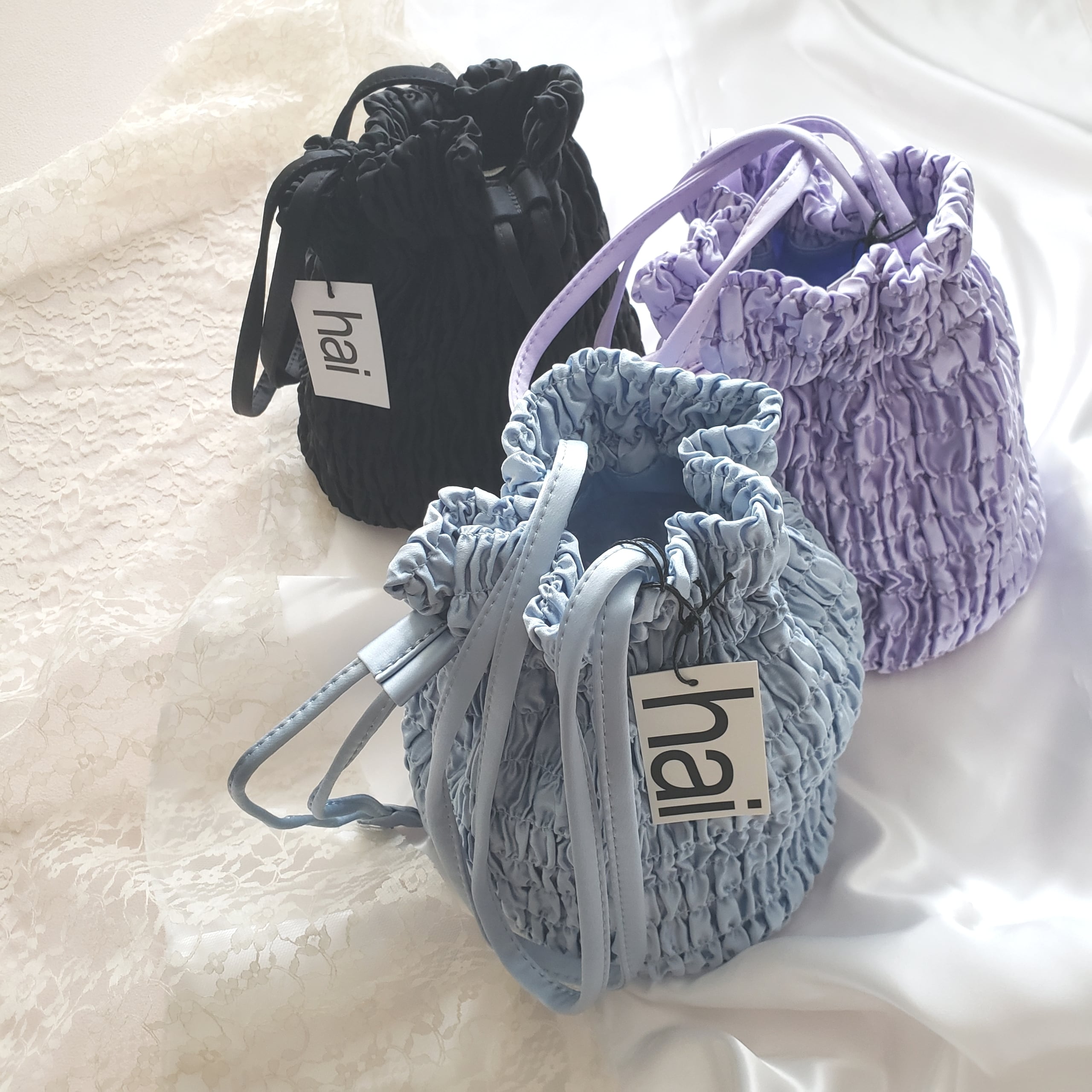 RESTOCK * 送料無料*【hai (ハイ)】 Puff Gina -Black / Lilac / Blue