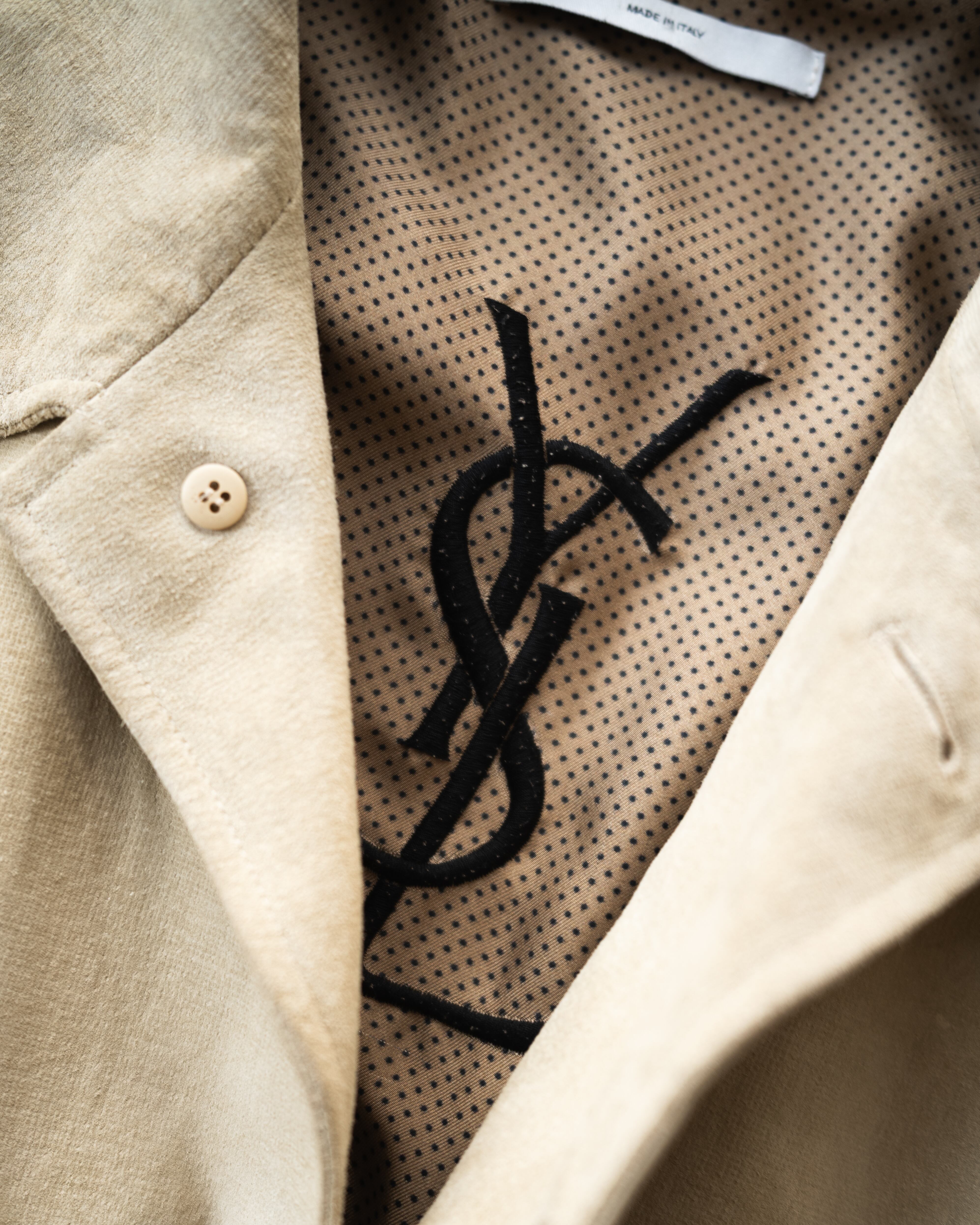 00AW] Yves Saint Laurent Rive Gauche Embossed Pig Suede Raglan