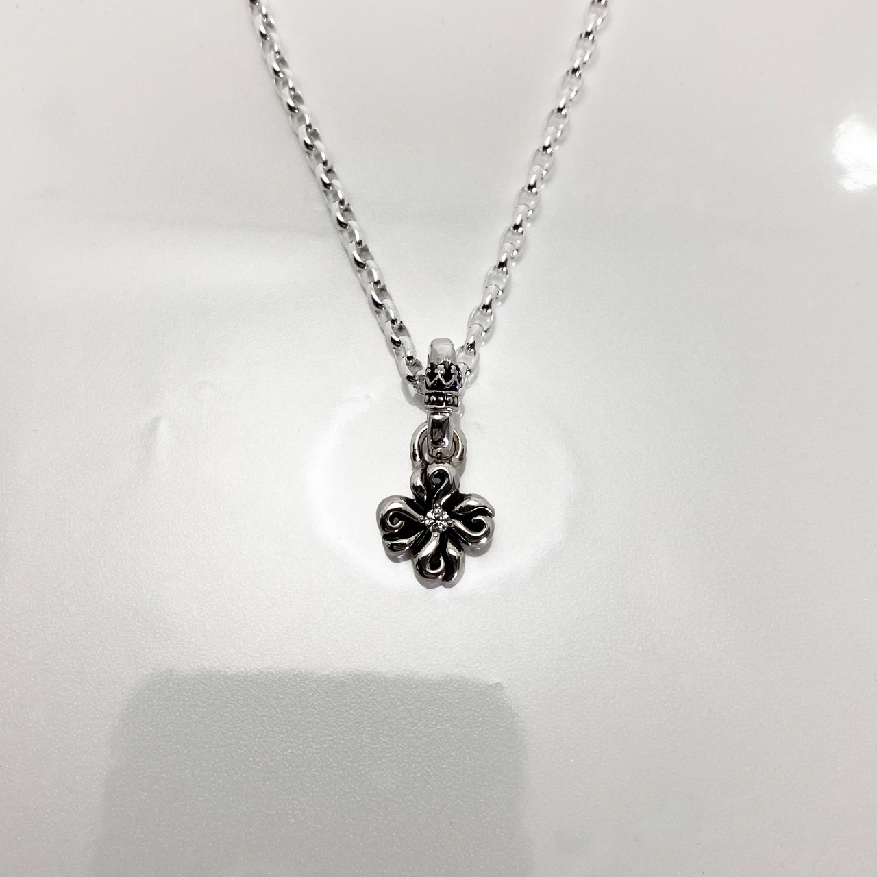 FLAMING CROSS with DIAMOND NECKLACE with GODSIZE® I.D. TAG / フレイミングクロス・ダイヤモンド ゴッドサイズ® I.D.ネックレス
