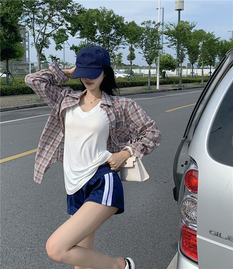 Tシャツ シャツ レディースサマー薄手Vネックショートホワイトトップス 夏物 ピュア ブラックストロベリース62821912355