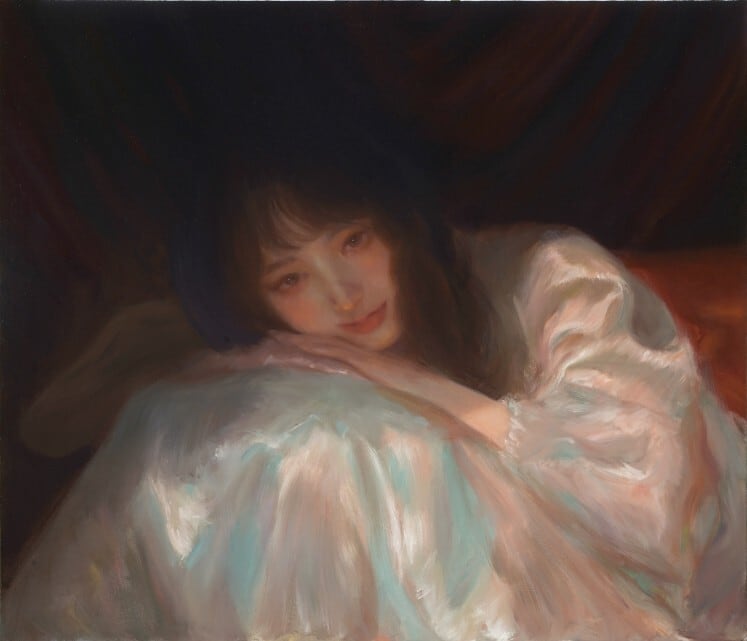 油彩画 嫣然たる微笑み | kuguiart