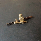 英国アンティークジュエリー 15ct・9ctゴールド フクロウ バーブローチ(鑑別書付)