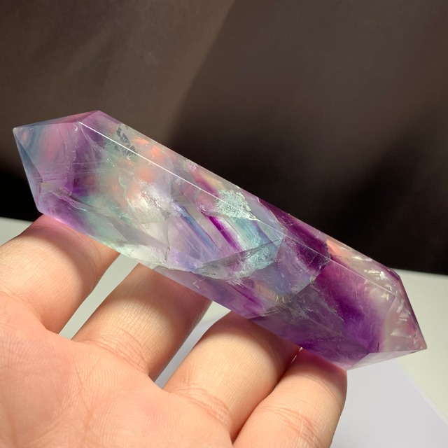 6.透明有☆可愛い色合いダブルターミネーテッドフローライトポイント