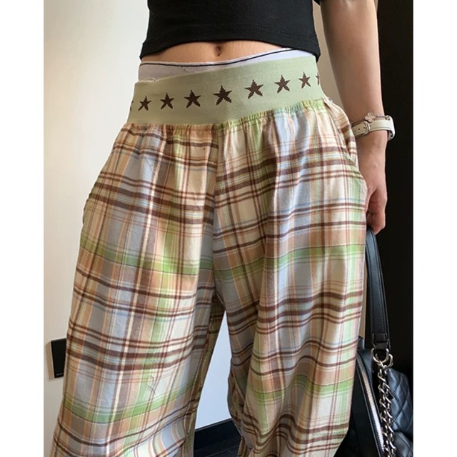 star west checked pants　スターウエストチェック柄パンツ　J2115
