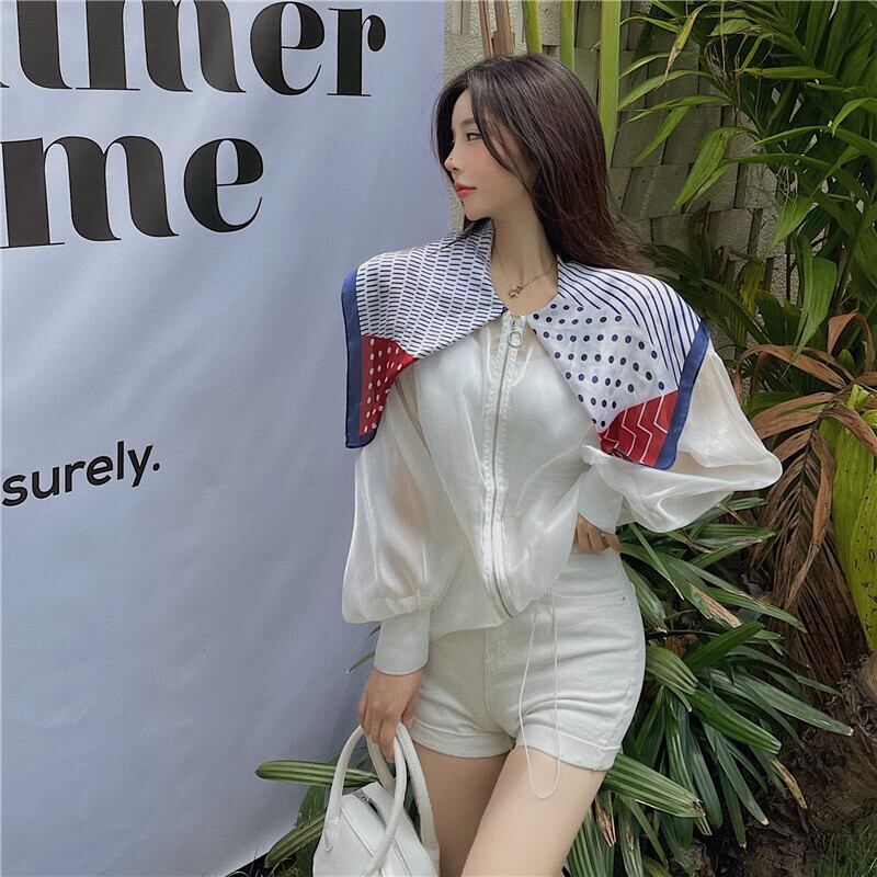 ショートシャツ薄手サマールーズホワイトトップス ロング 夏物 ブラックストロベリース790800888
