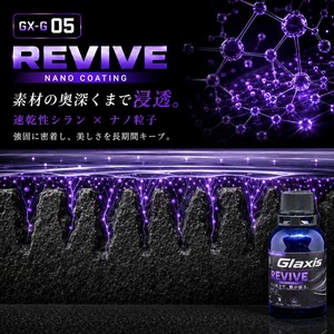 自動車用未塗装樹脂コーティング剤 白化した樹脂パーツの黒艶復活 深い黒・UV保護 20mL 脱脂シャンプー・クロス・スポンジ付 Glaxis GX-G05 REVIVE