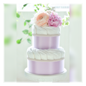 出産祝い・安産祈願に♡おむつケーキ　ブーケ（ラベンダー）オムツケーキ