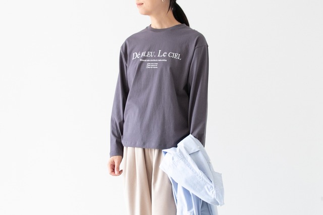 ソフトコットン天竺 -  "Dé BLUE, Le CIEL" ロングスリーブプリントTEE