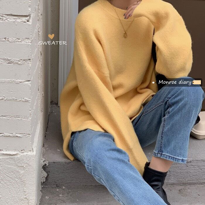 セーター レディーススタンダードルーズオータムウィンタースタイルトップス コート ロング レトロ 秋物 冬物 モンロー90233910000