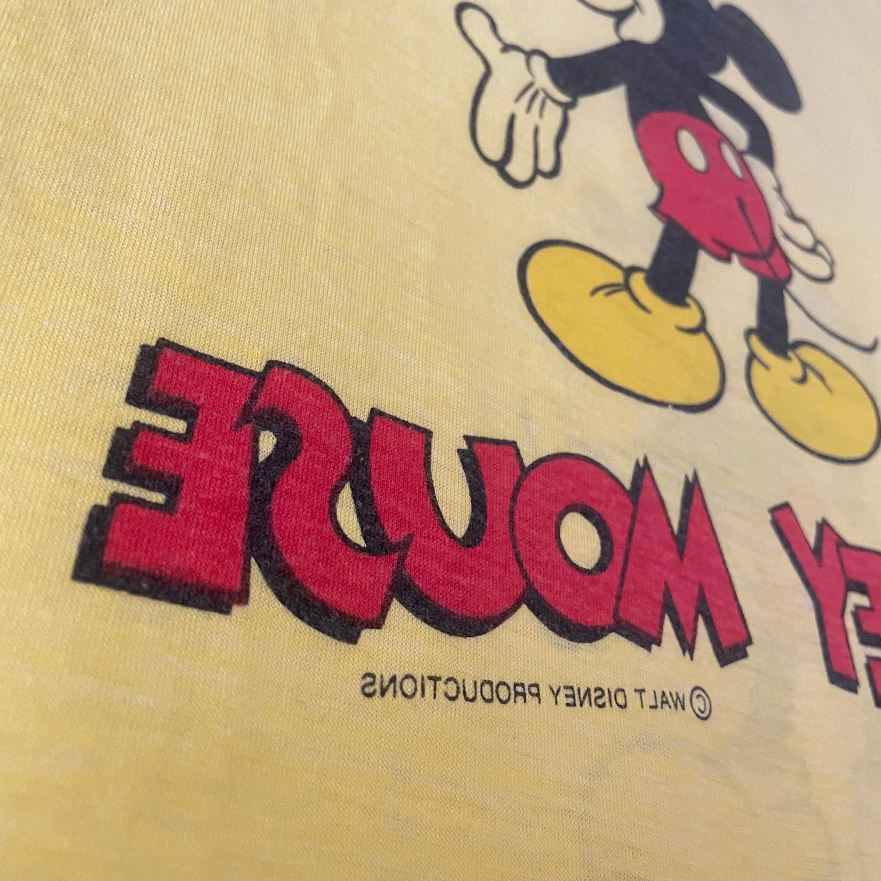 70s mickey print yellow Tshirt 70年代 80年代 ミッキー 両面 70s mickey print yellow Tshirt 70年代 80年代 ミッキー 両面
