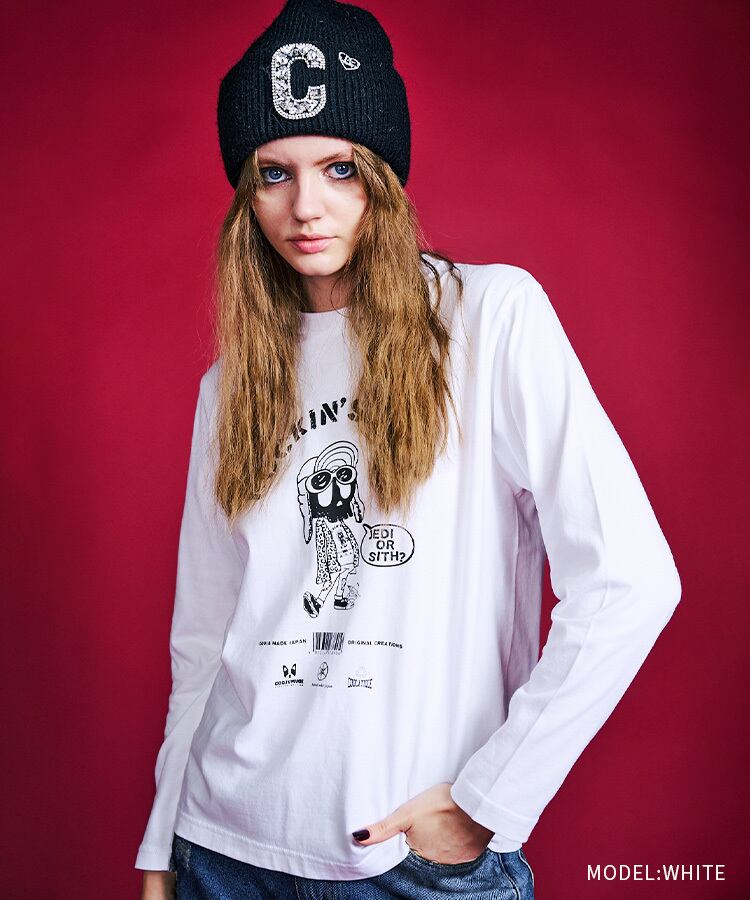 ロッキンスカルプリントL/SベーシックTシャツ (WHITE) CQ-47079