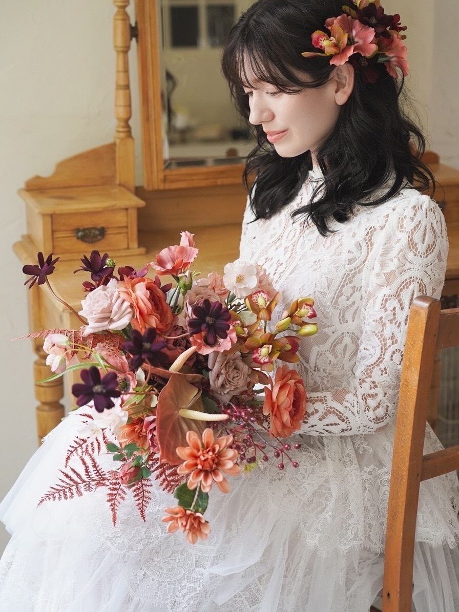 〈完成品販売ブーケ〉Antique nuance artificial flower bouquet
