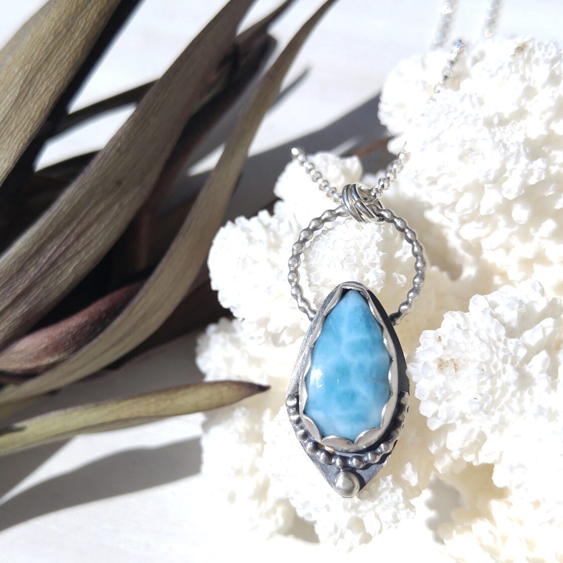 ♡最高に可愛い♡青い海のカケラの雫Necklace -青い波模様！ボヘミアン 