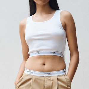 HOMME girls　LOGO CROPPED TANK　WHITE