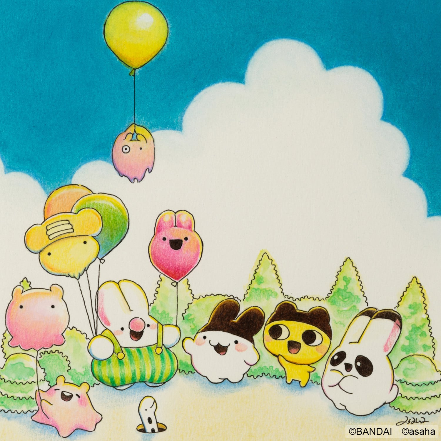 たまごっち×asaha コラボイラスト原画 4「ふうせんくださーい