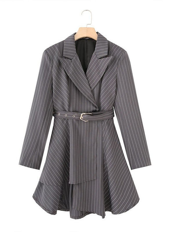 ボーダースーツジャケットレトロカジュアルジャケットV05024