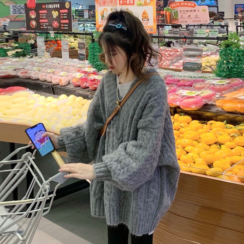 グレーセーター オータムウィンタールーズVネック 秋物 冬物 スーパーモール12620837114