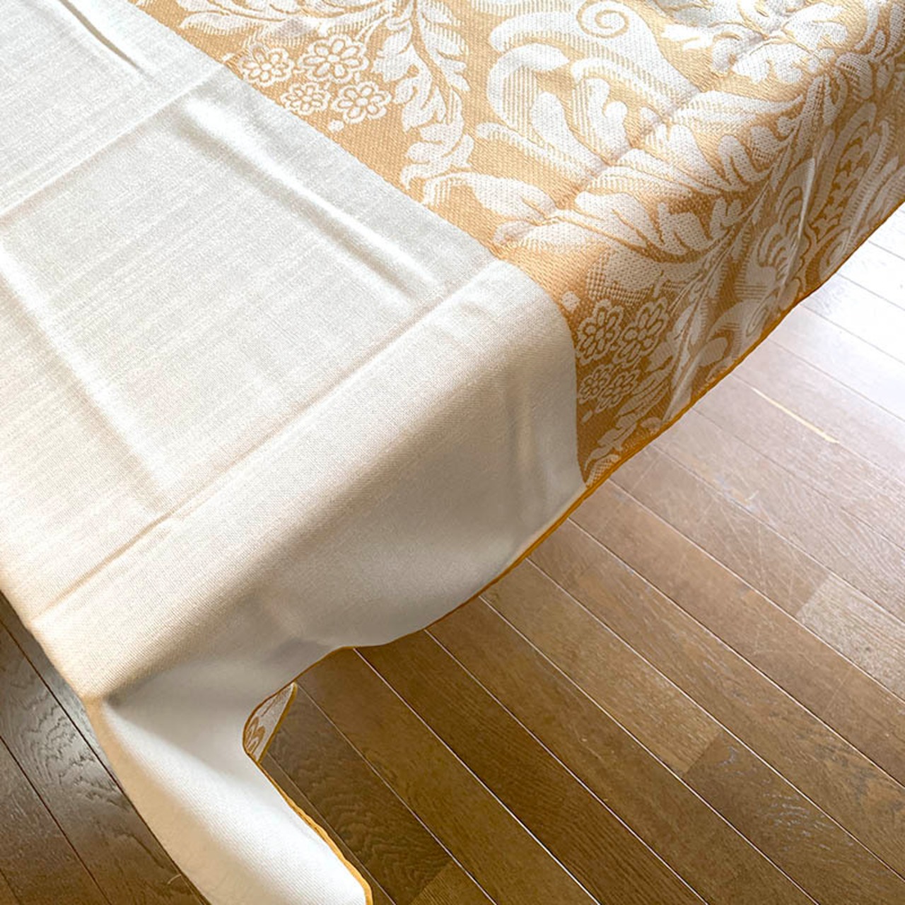 テーブルクロス　リネン　ヴィンテージクロス　カーキ　大判マルチクロス　未使用品 12clcu21-1