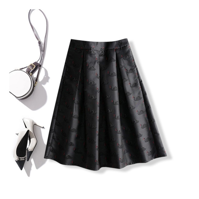 白鳥モチーフスカート /r001044