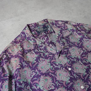 90s Polo by Ralph Lauren Silk open-collar shirt "made in USA"  Purple Paisley [L] 古着